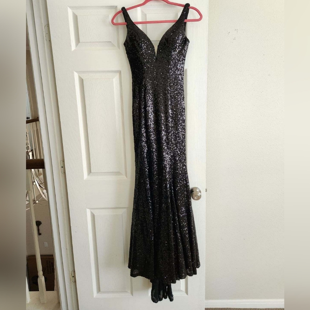Black Sequins Prom Dress
